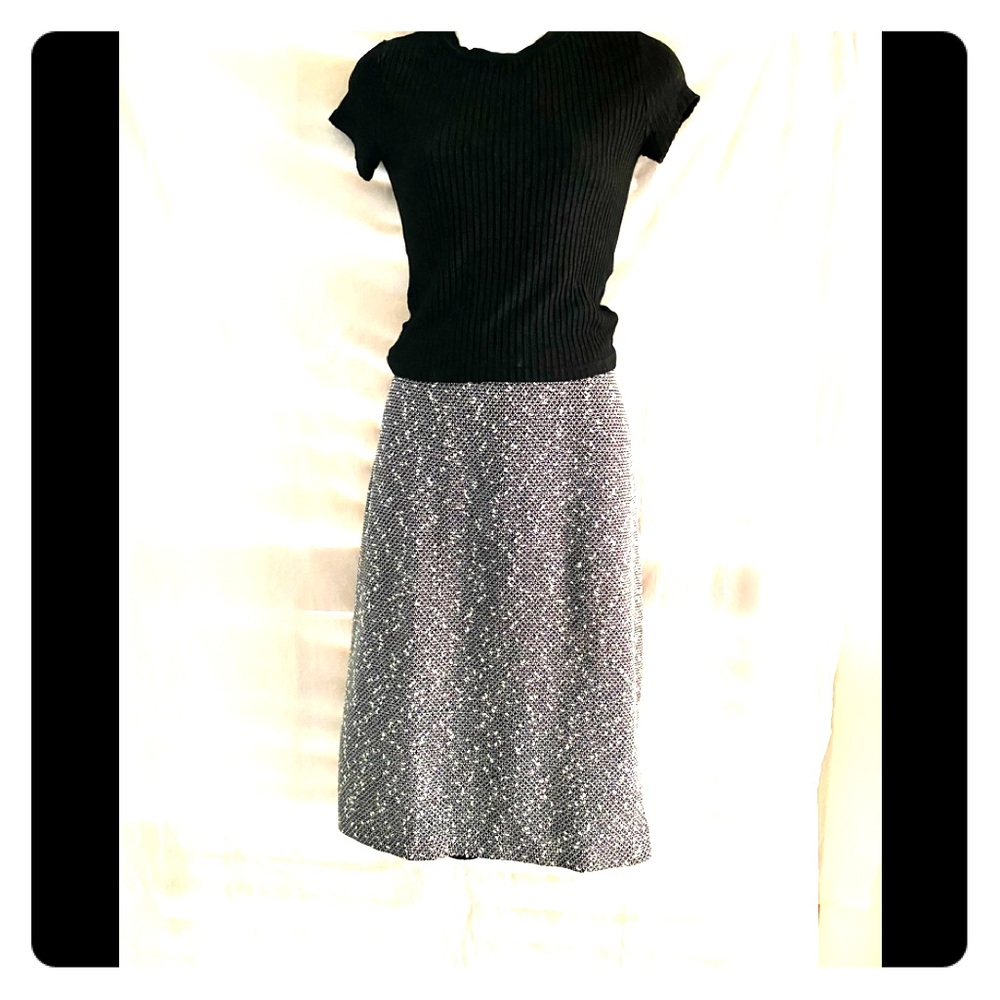 St. John Black and White Midi Skirt